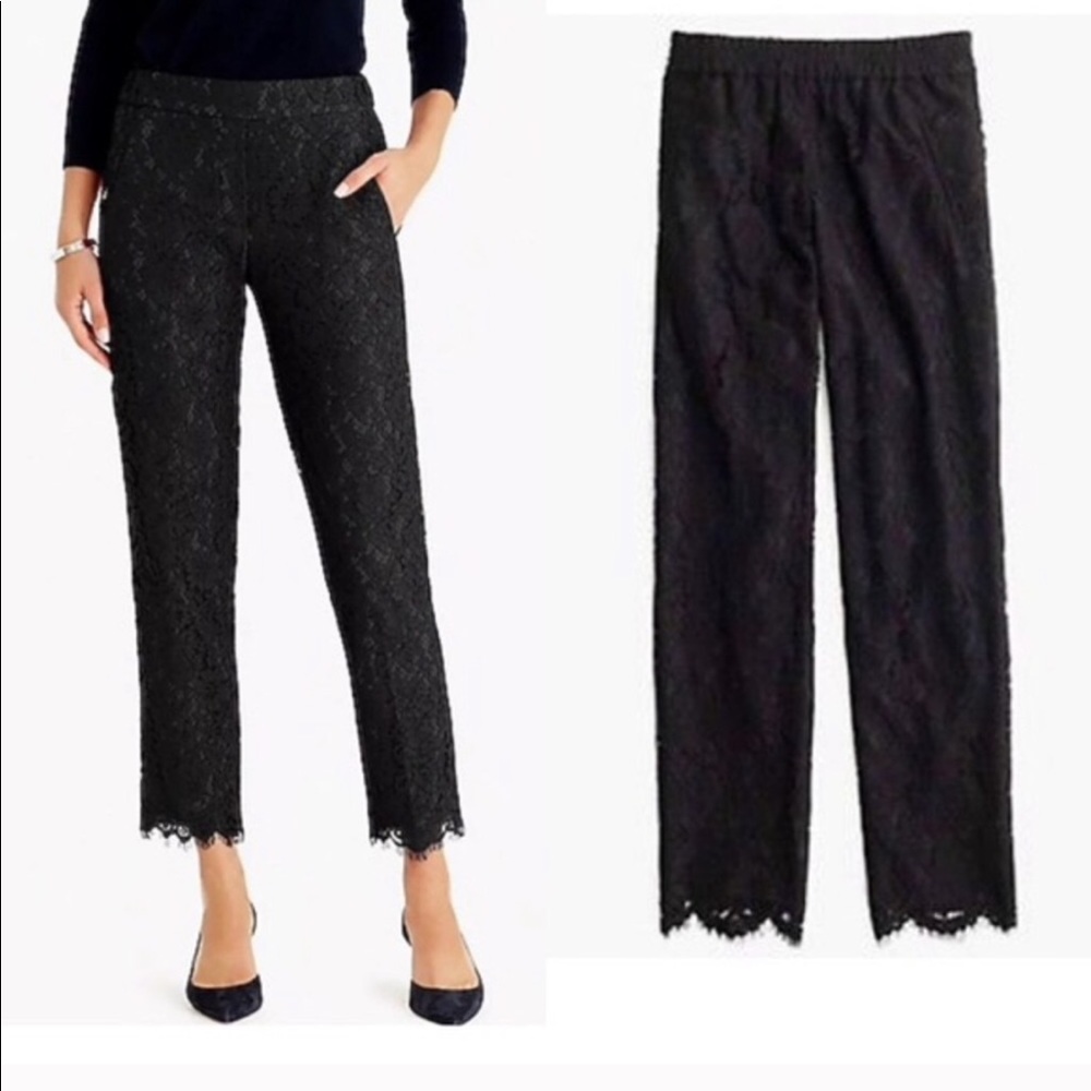 J Crew Ankle Cut Bottoms Lace Design in Black
